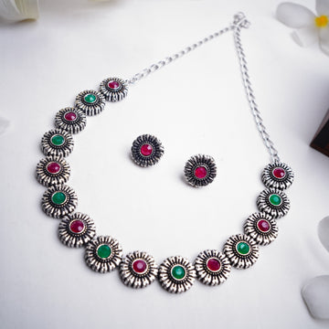 Sterling Silver Multicolor Necklace Set