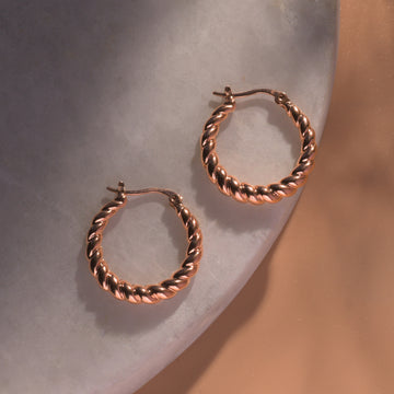 Rose Gold Curl Hoops Earrings