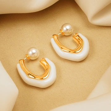 Double Sided White Earrings