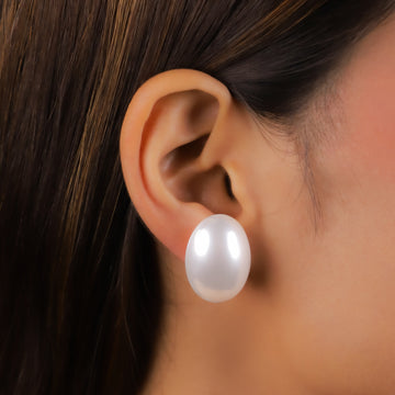 Oval Pearl Stud Earrings