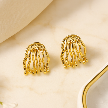 Hammered Golden Strings Earrings
