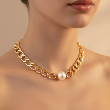 Gold Chain Pearl Chokar