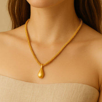 Drop of Gold - Flat Bead Necklace