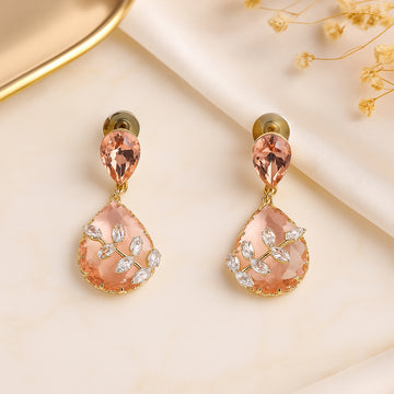 Pink & Peach Stone Drop Earrings