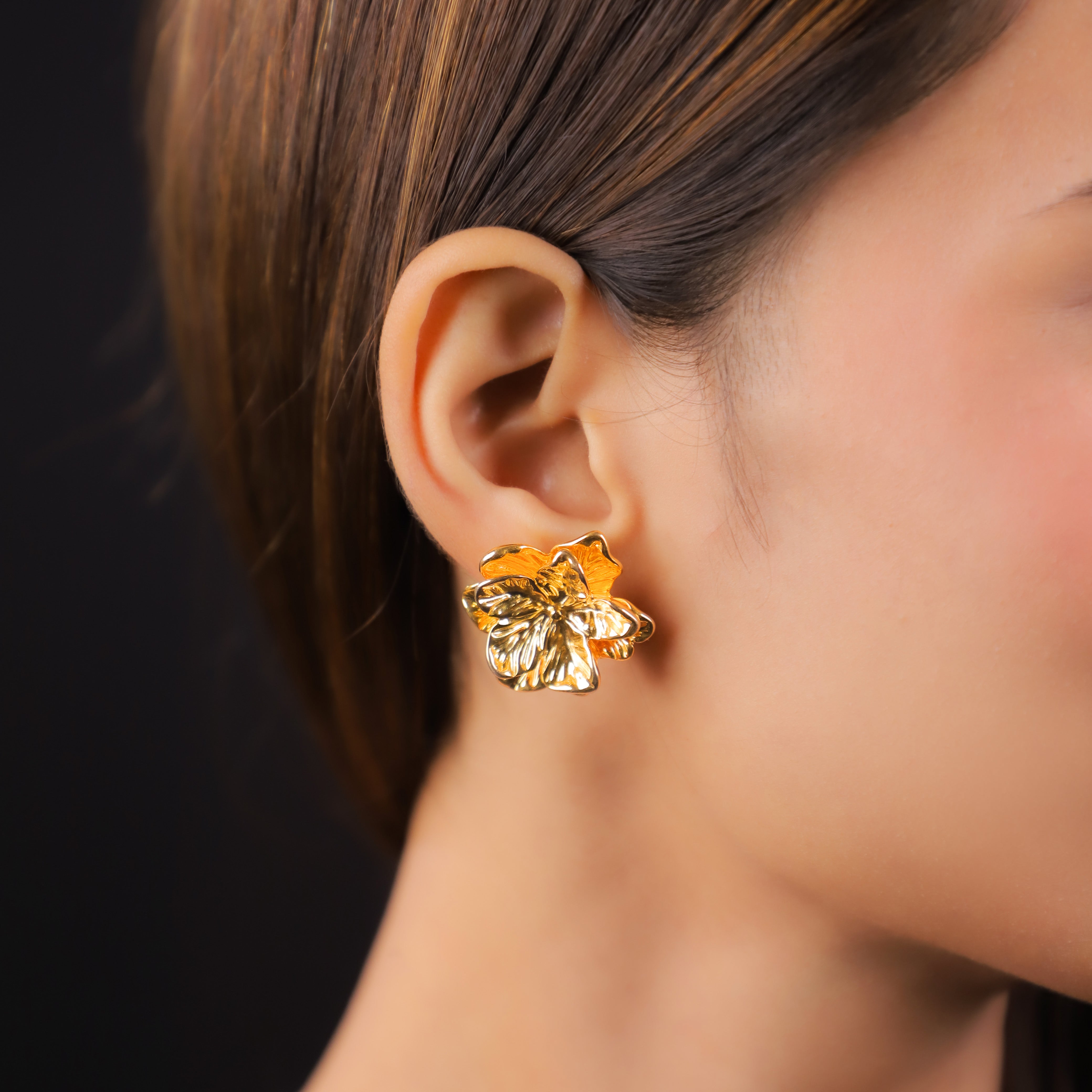 Rose Gold Flower Shape Earrings