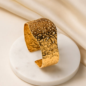 Gold Hammered Statement Cuff Bracelet