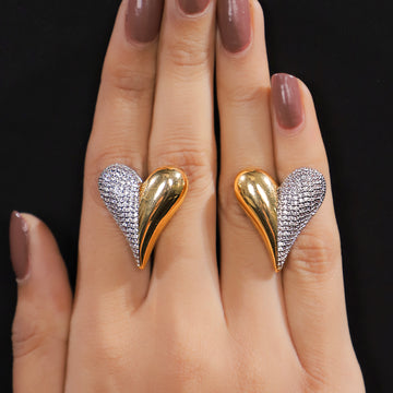 Precious Heart - Gold & Faux Diamond Studs