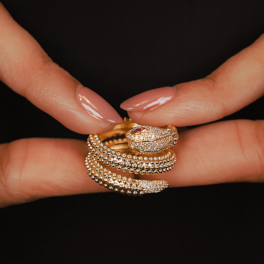 Infinity Snake - Faux Diamond & Ruby Ring