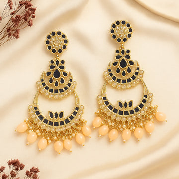 Bridal Light Pink Earrings With Maang Tikka