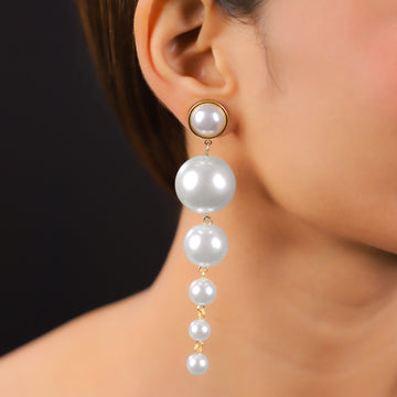 Round Pearl Dangler Earrings