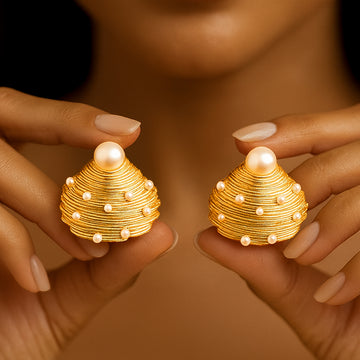 The Pearly Shell - Statement Stud Earrings
