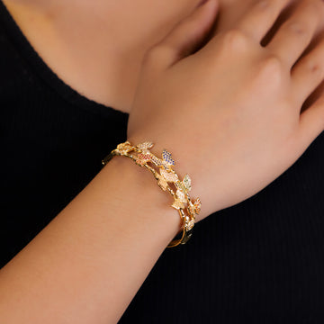 Multicolour Butterfly Gold Bangle Bracelets