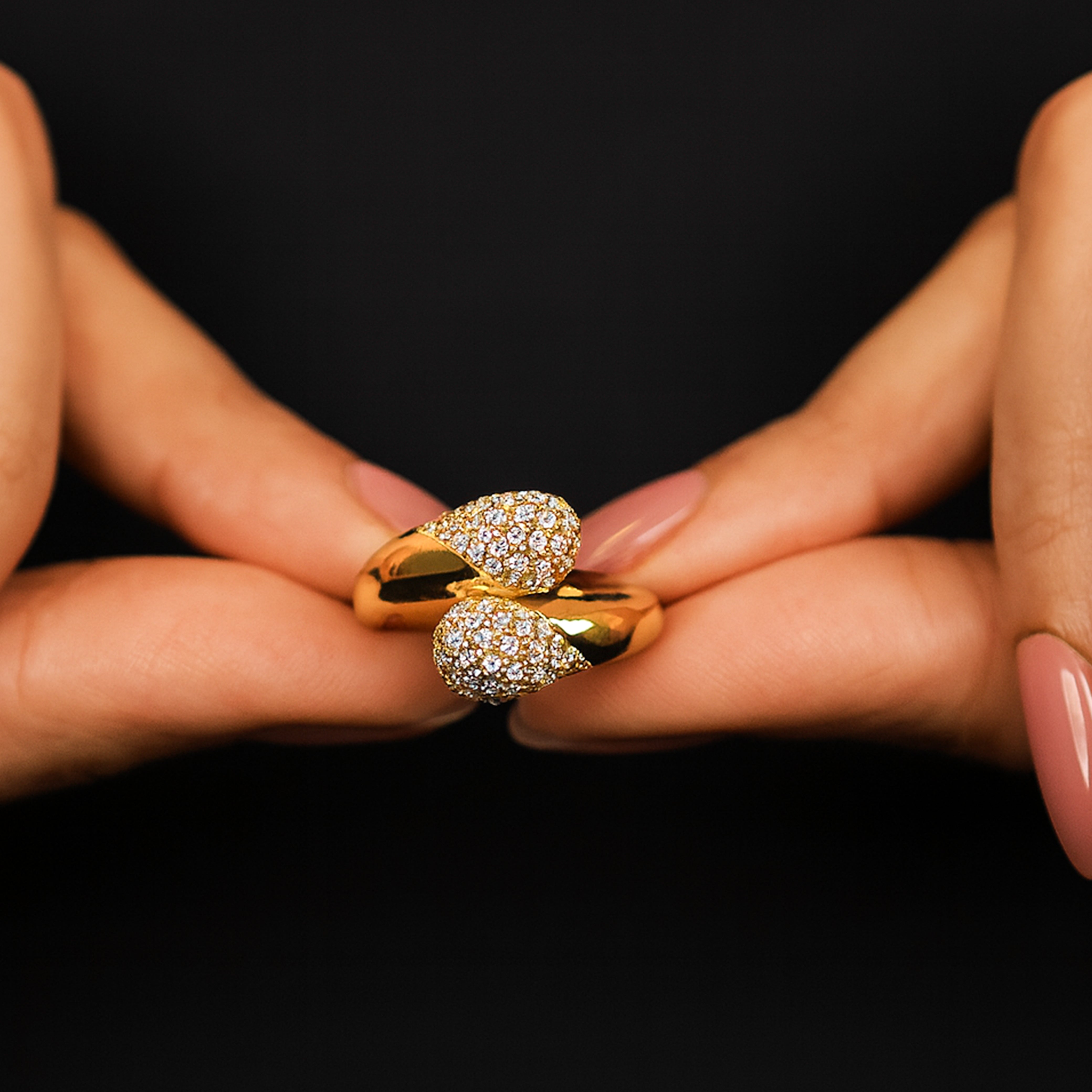 Lustre Wrap - Gold & Faux Diamond Ring