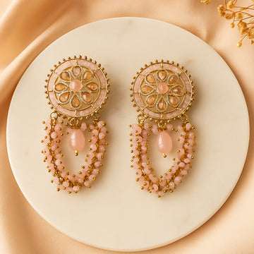 Pearls and Stones Peach Earrings