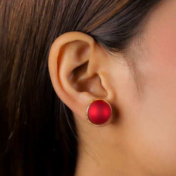Scarlet Red Studs Earrings