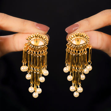 Golden Gaze - Statement Dangler Earrings