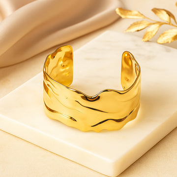 Golden Waves Statement Cuff Bracelet