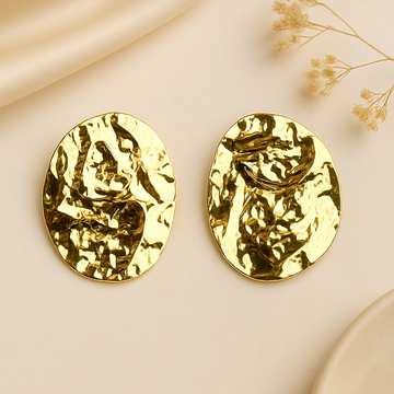 Hammered Gold Metallic Earrings