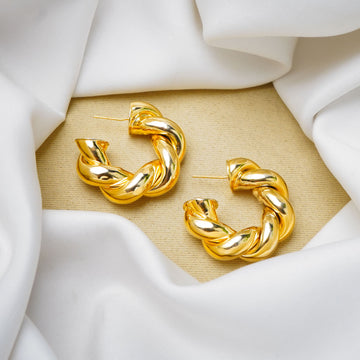 Gold Twisted Hoop Earrings