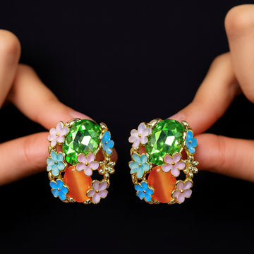 Emerald Pastel Bloom Studs