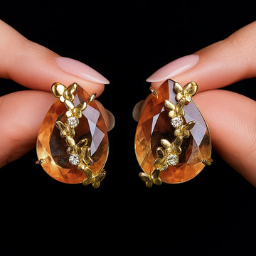 Peach Teardrop Studs