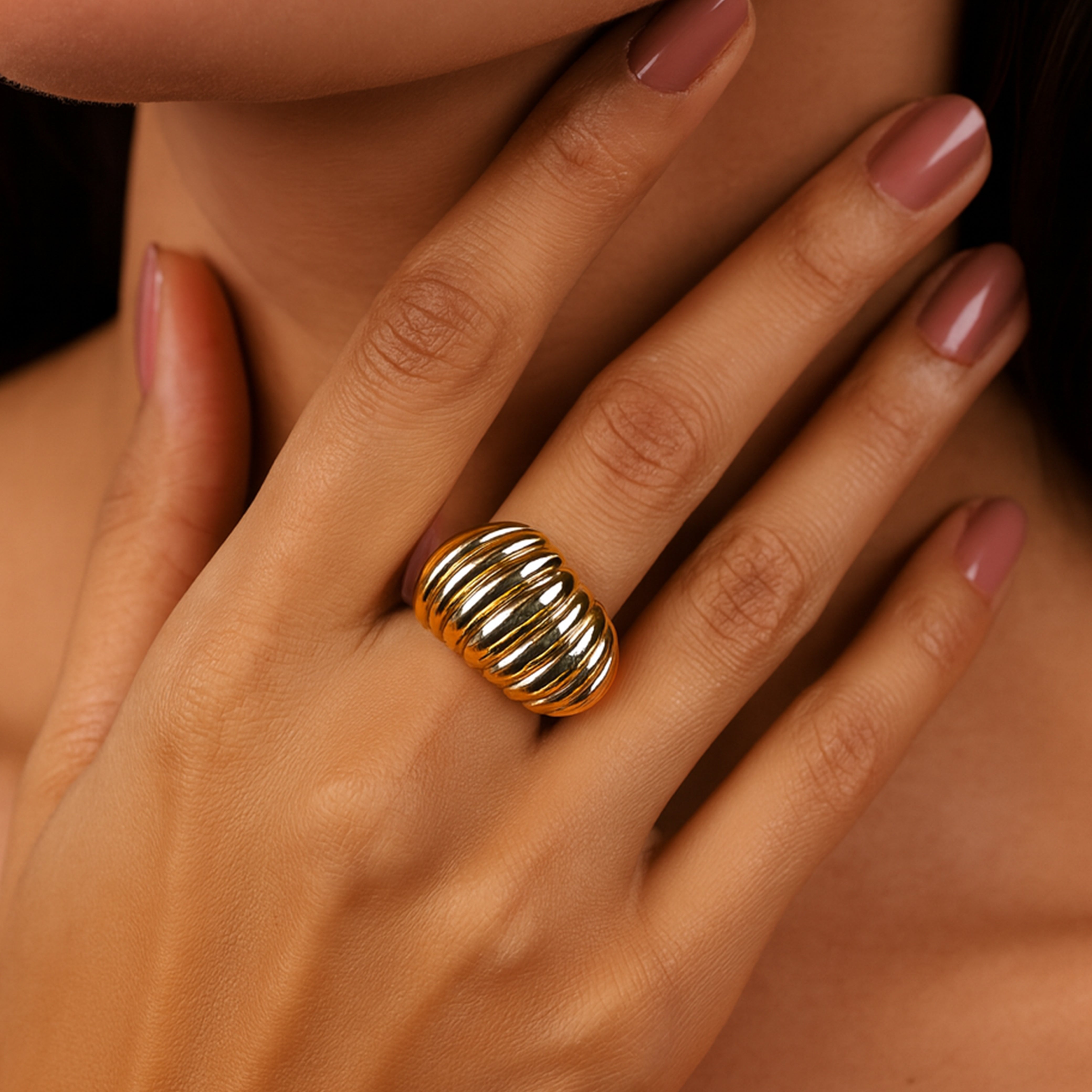 Golden Chunky Open Ring