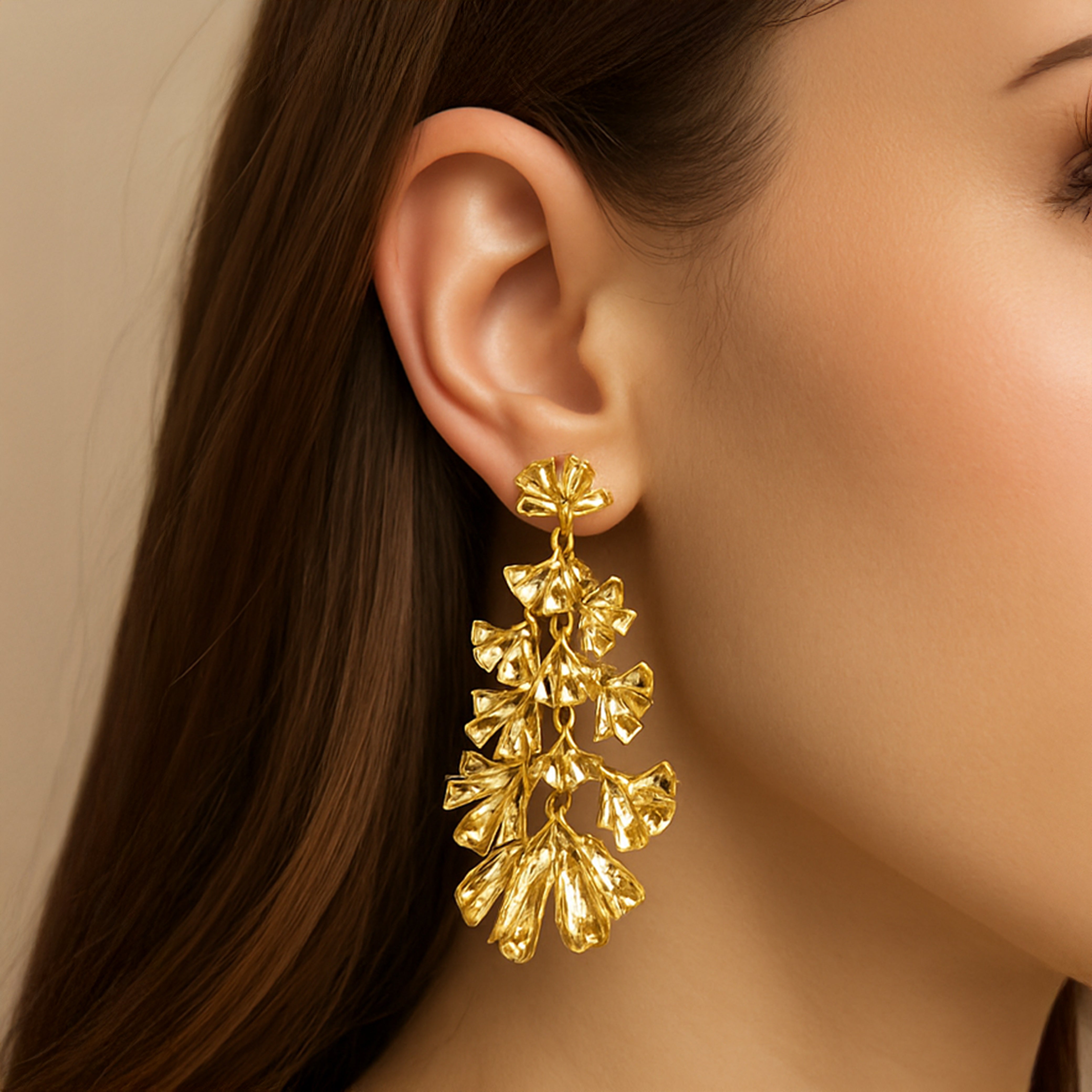 Golden Tassel Statement Earrings