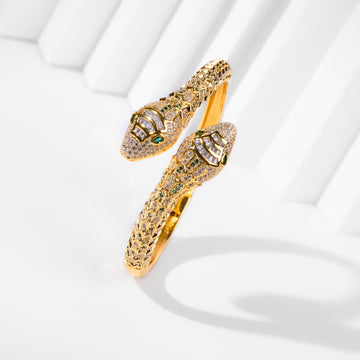 Double Headed Snake Charmer Gold Bracelets