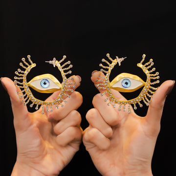 Evil Eye Golden Dangler Earrings