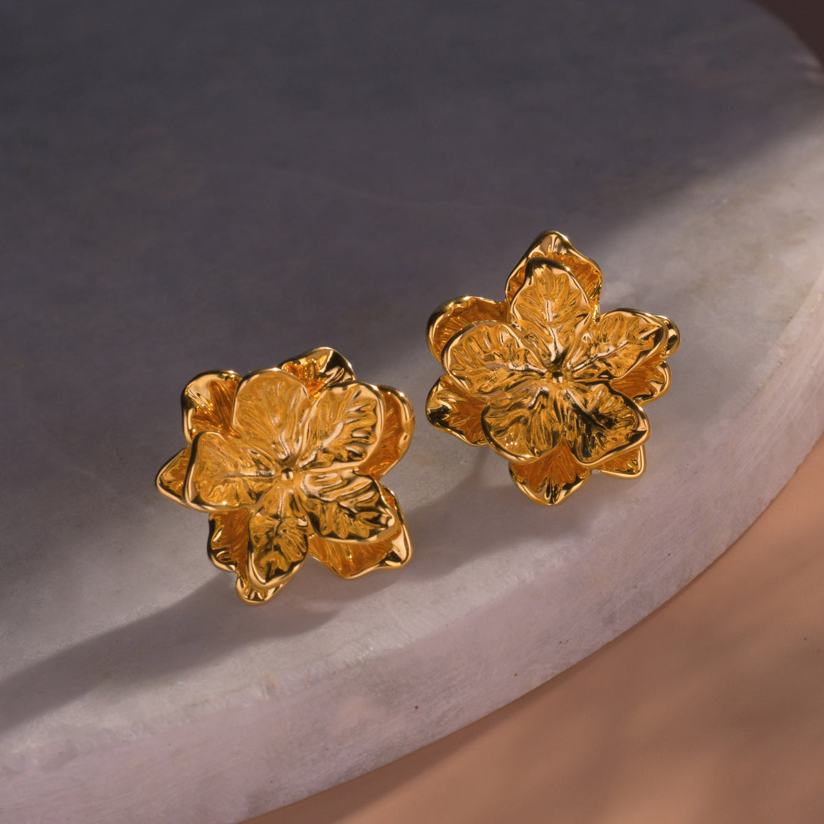Rose Gold Flower Shape Earrings Theglamsutra