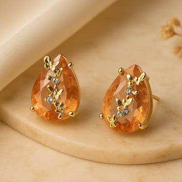 Peach Teardrop Studs