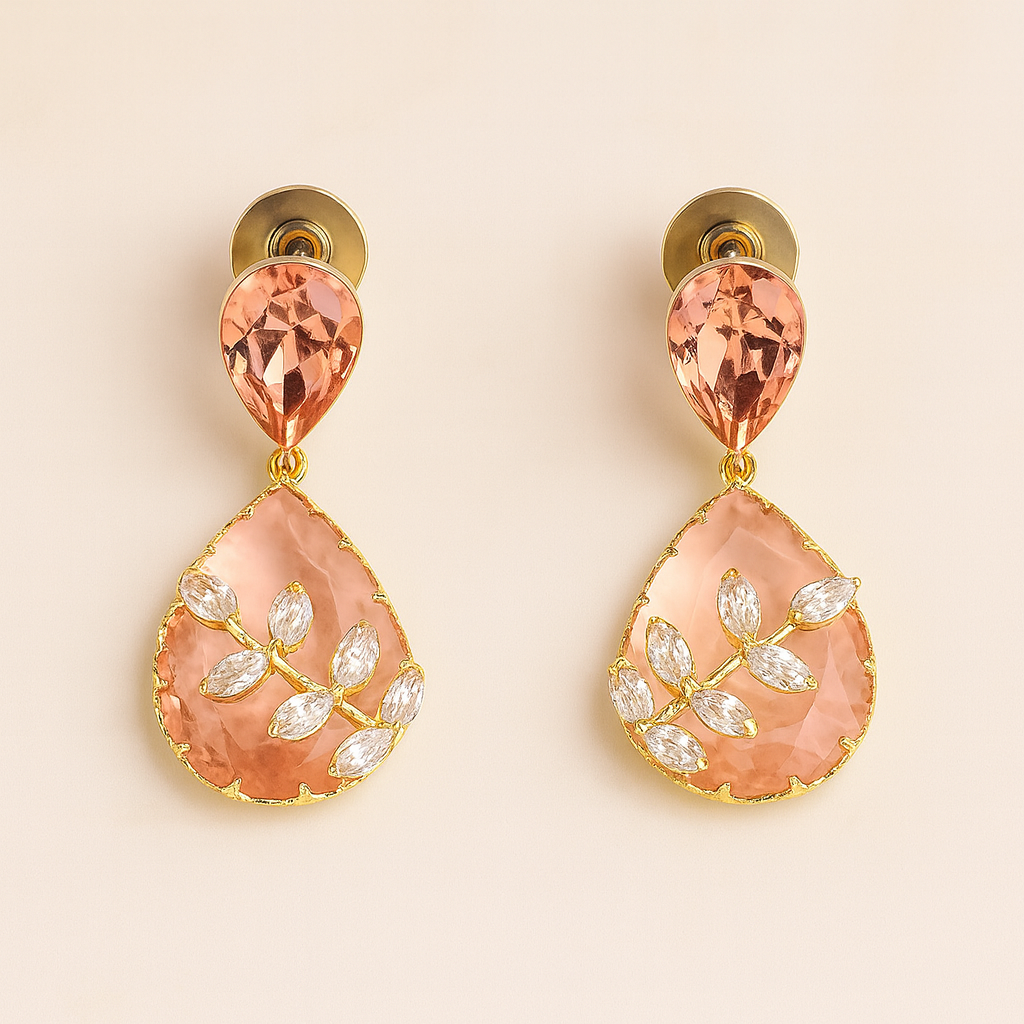 Pink & Peach Stone Drop Earrings