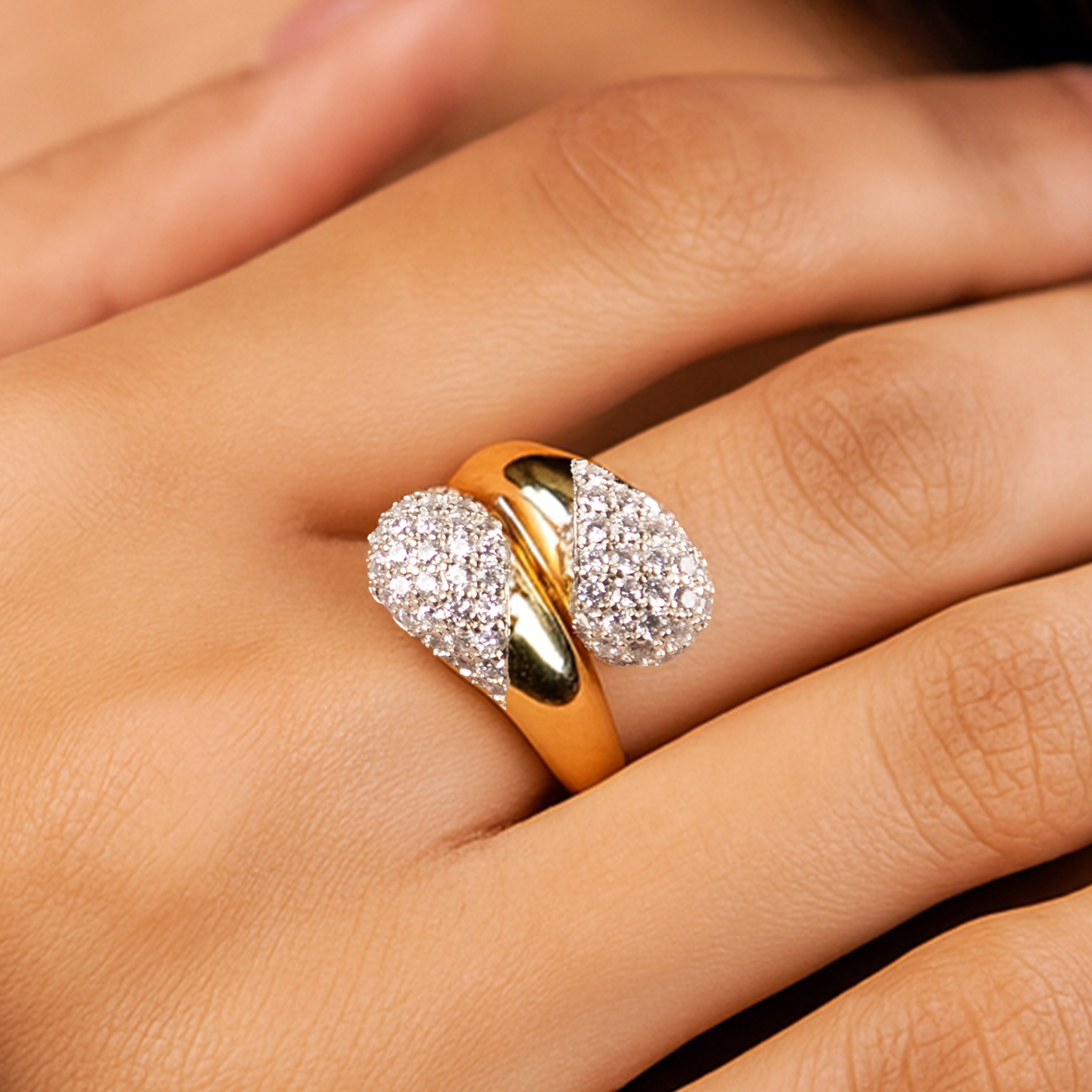 Lustre Wrap - Gold & Faux Diamond Ring