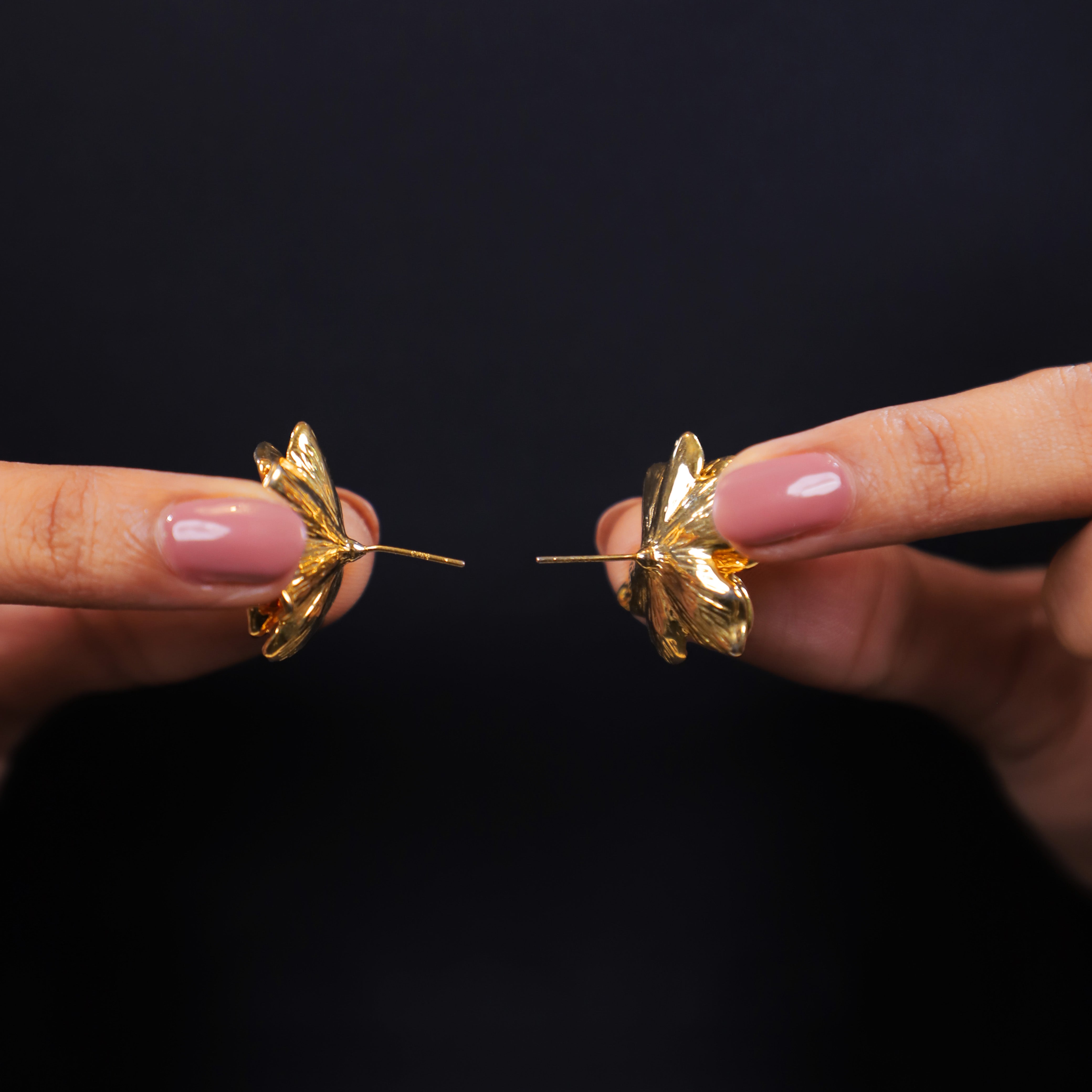 Rose Gold Flower Shape Earrings