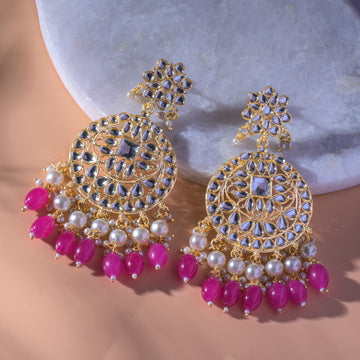 Gold Plated Traditional Kundan & Pearl Earring