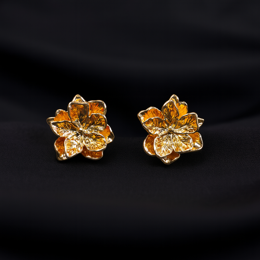 Rose Gold Flower Shape Earrings