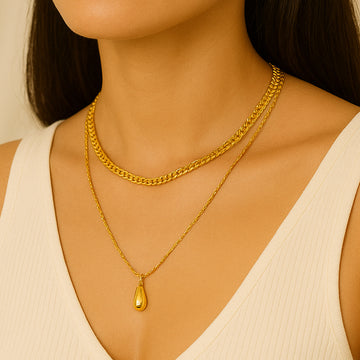 Golden Tear - Layered Chain Necklace