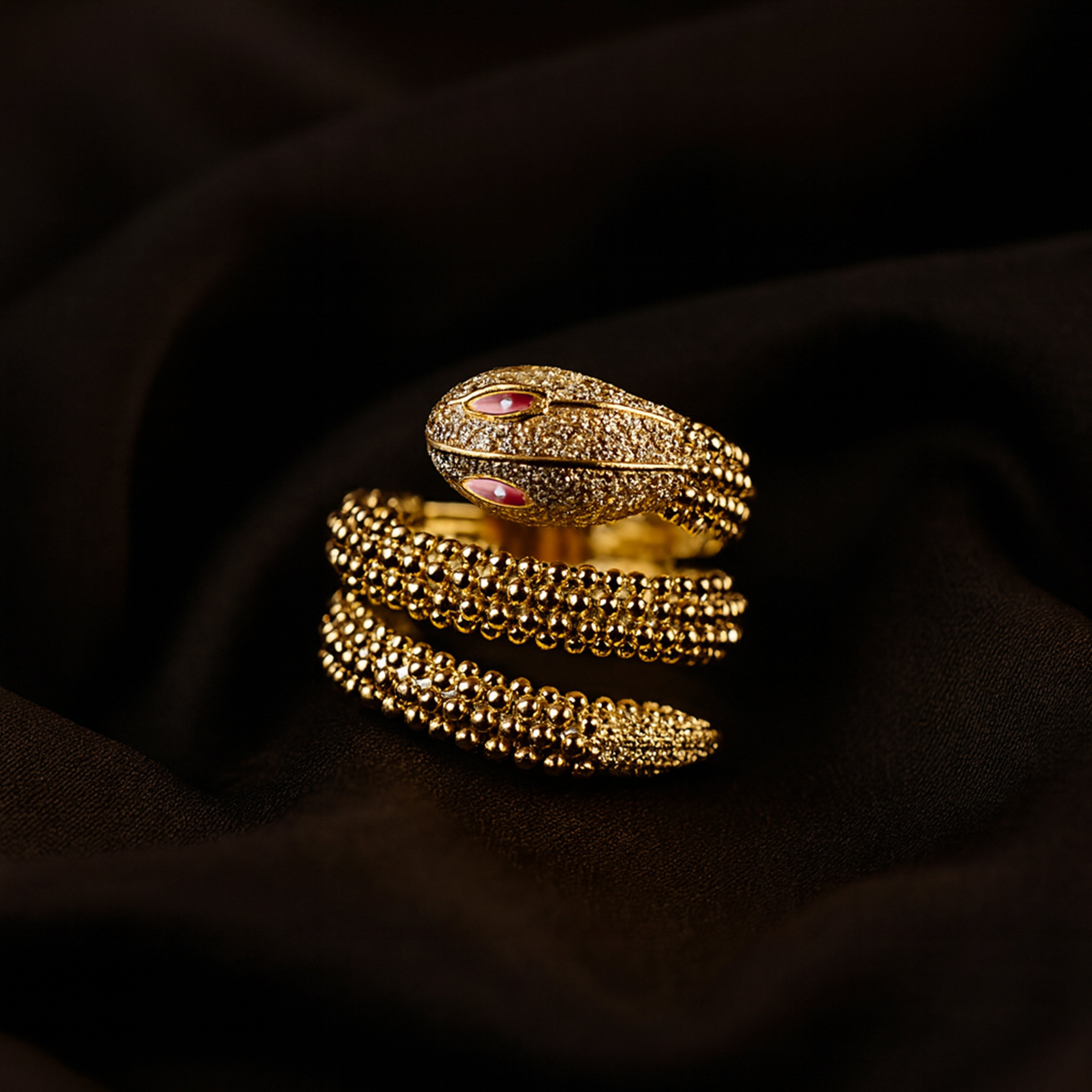 Infinity Snake - Faux Diamond & Ruby Ring