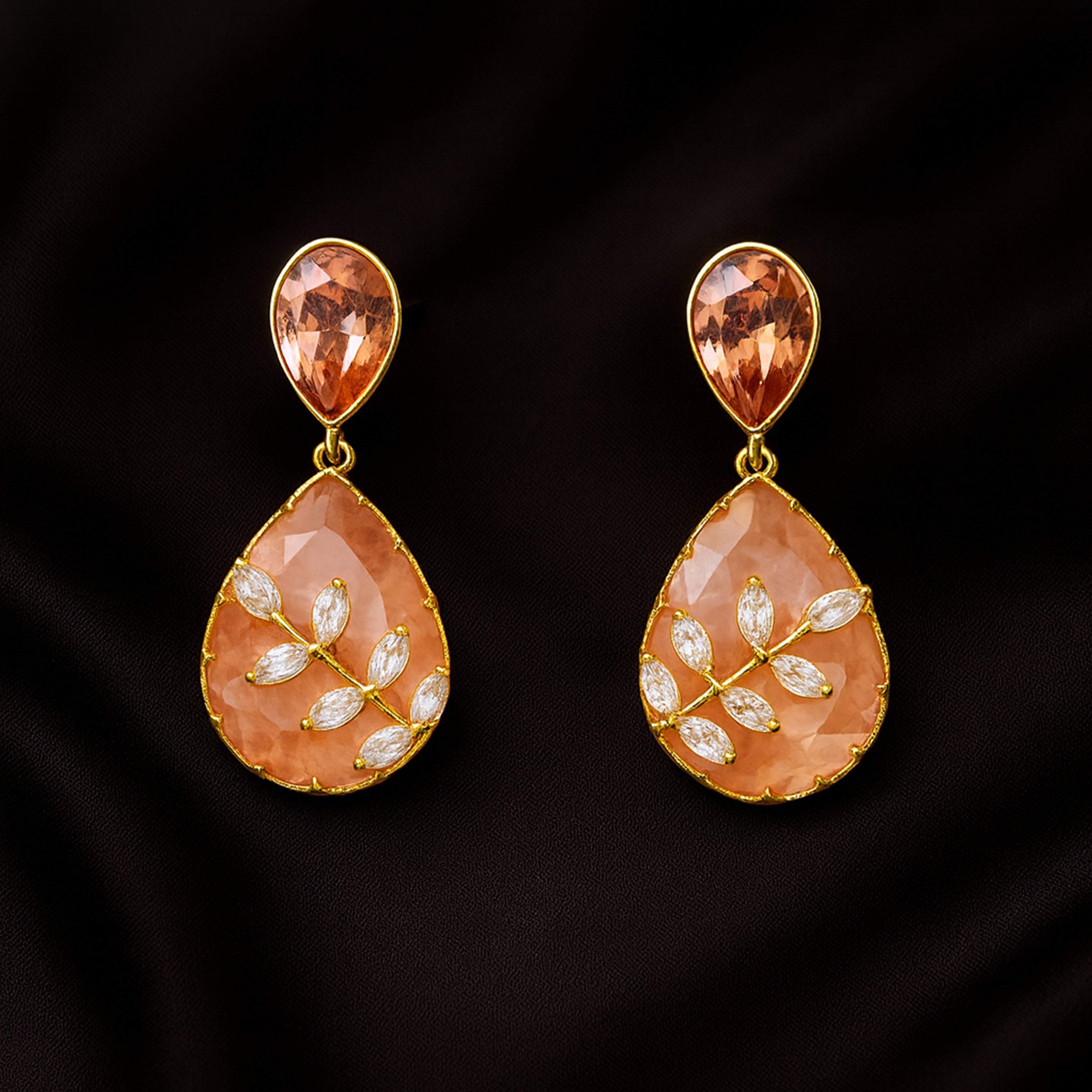 Pink & Peach Stone Drop Earrings