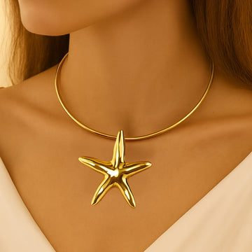 Golden Starfish - Choker & Earrings Set