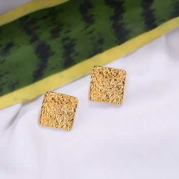 Gold Plated Square Mesh Earrings