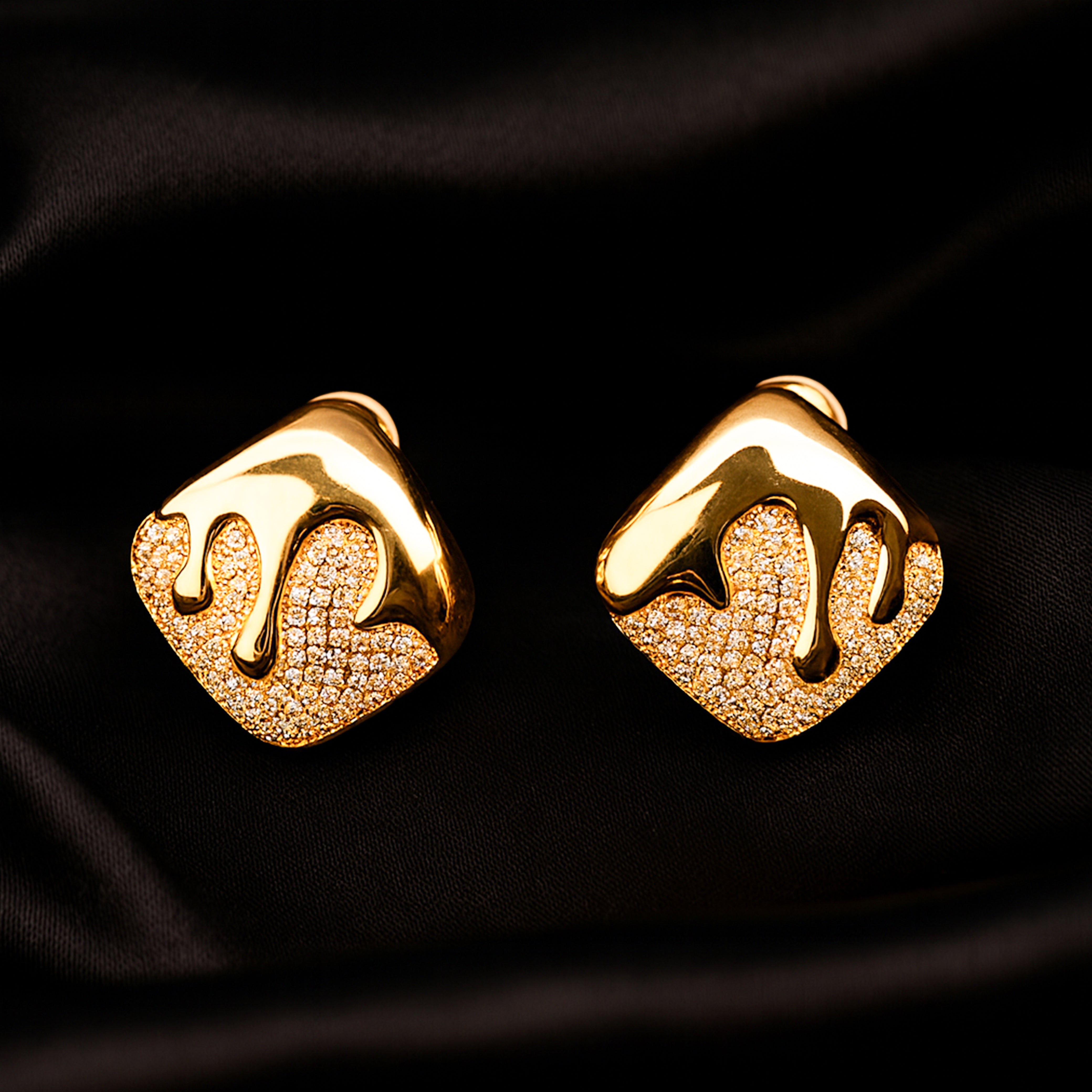Melting Gold & Faux Diamond Studs