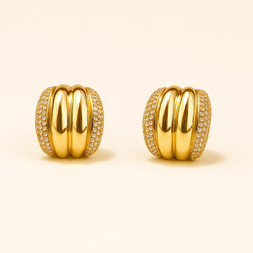 Golden Halo - Faux Diamond Stud Earrings
