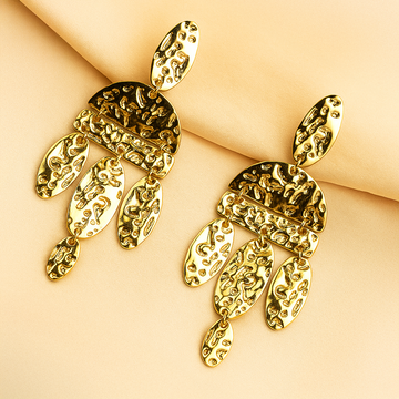 Gold Hammered Statement Earrings