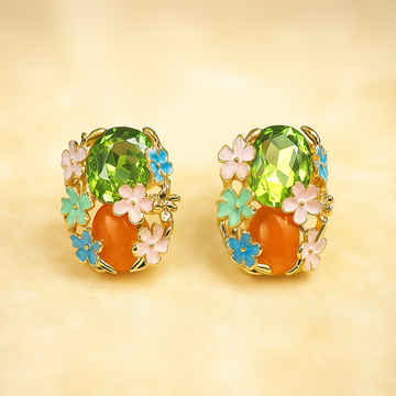 Emerald Pastel Bloom Studs