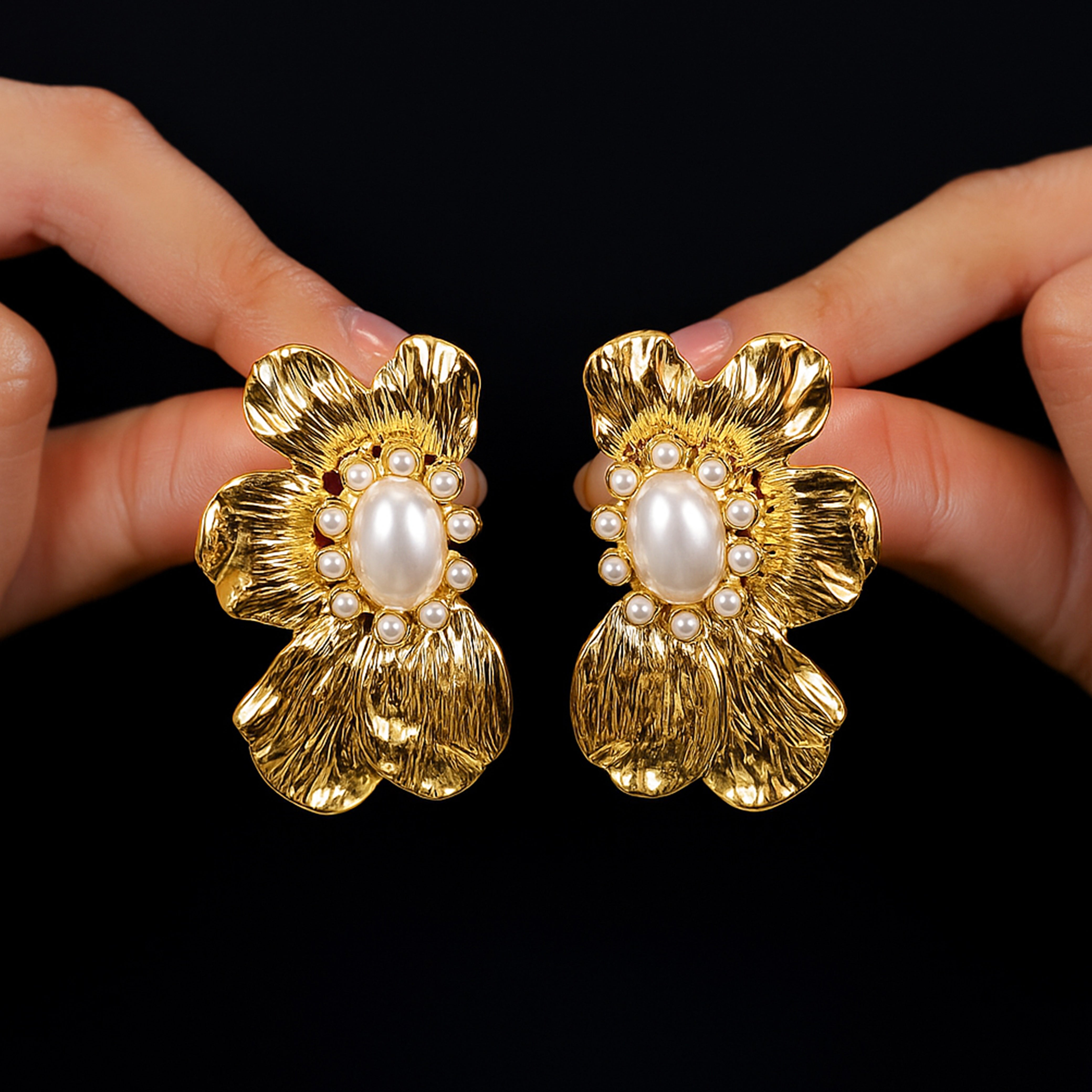 Blooming Gold - Statement Stud Earrings