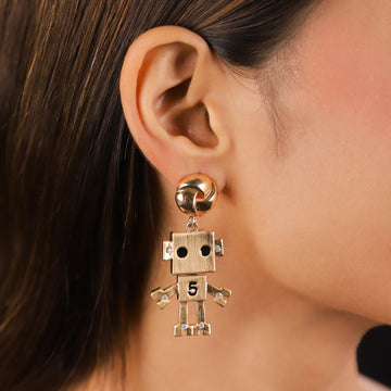 Rose Gold Robot Earrings