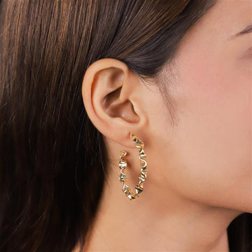 Rose Gold Twisted Hoops Earrings