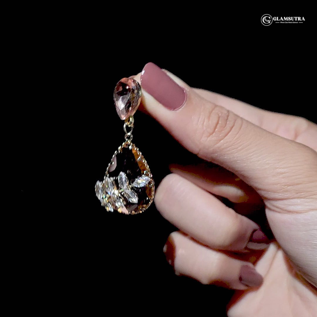 Pink & Peach Stone Drop Earrings