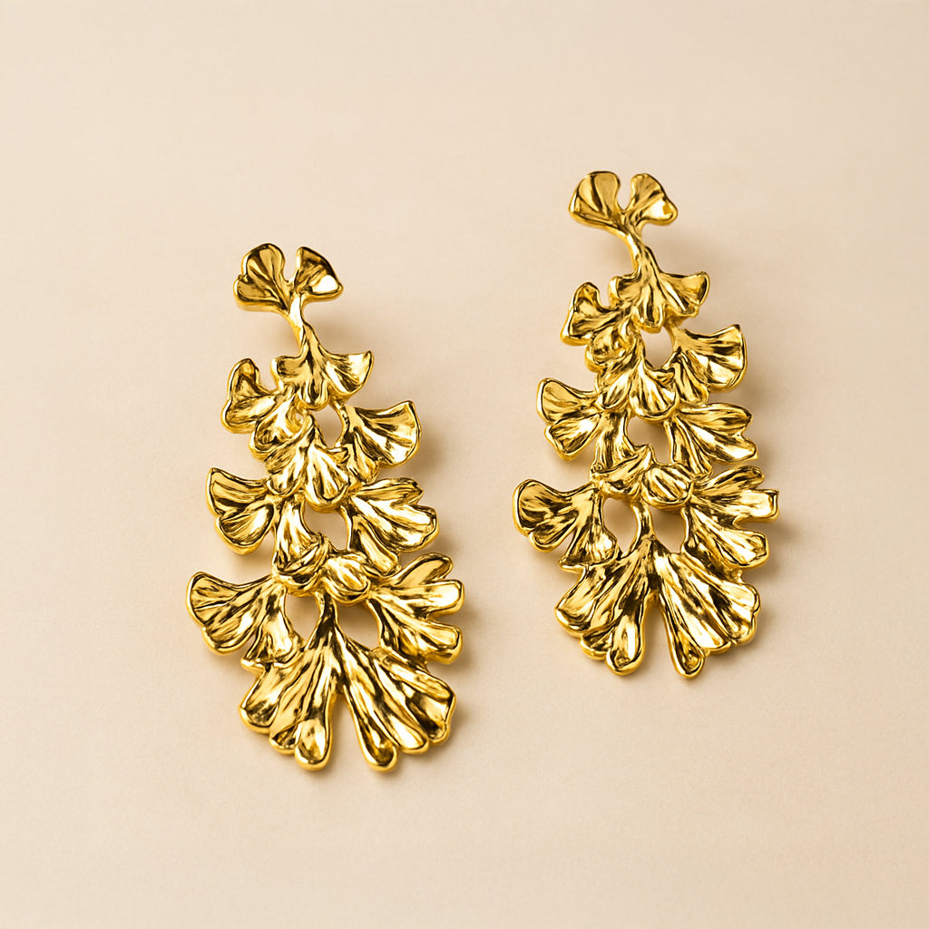 Golden Tassel Statement Earrings